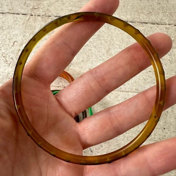 Vintage 60s Mix Material Bundle Of 6 Stack Bangles - Picture 2 of 8